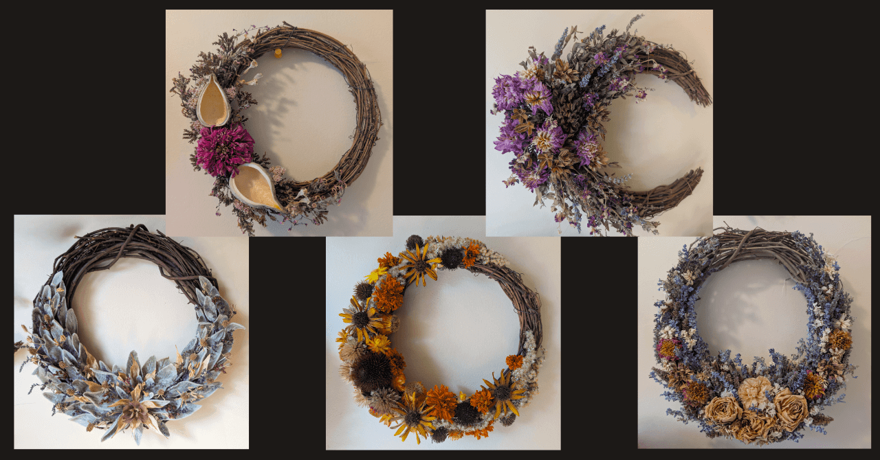 Dried florals sale, a fundraiser for Harwood Community Garden 